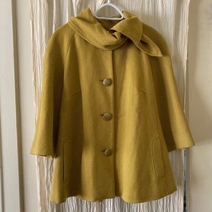 Anthropologie Tabitha Coat-Scarf Neck-Mustard-Lg